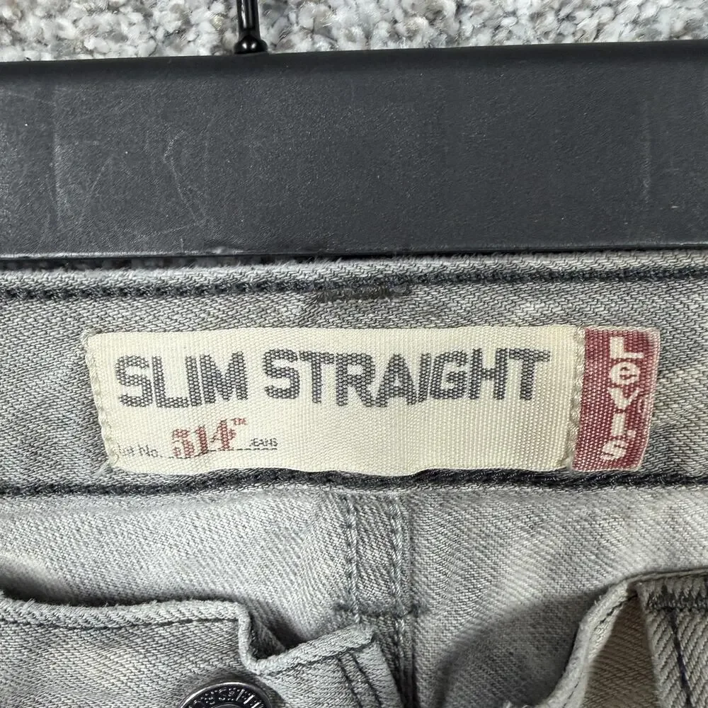 Levis 514 Jeans Mens 36x31 Gray Slim Straight Acid Wash Distressed Denim Skater